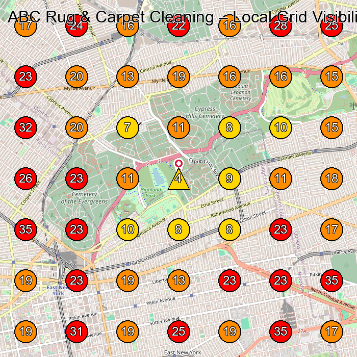 ABC Rug & Carpet Cleaning GeoGrid visibility map for Skylight Contractor in None
